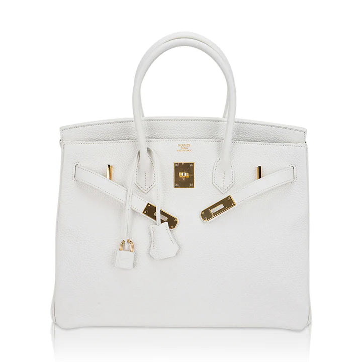 Birkin 35 Bag White Clemence Bag