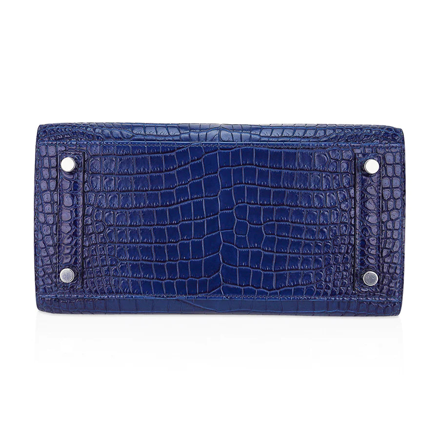 Birkin 25 Sellier Indigo Aizome Porosus Crocodile Bag