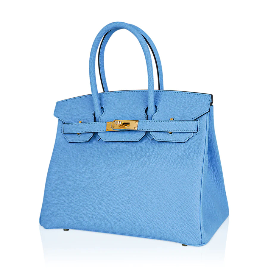 Birkin 30 Blue Celeste Epsom Leather Bag – Soho Parì